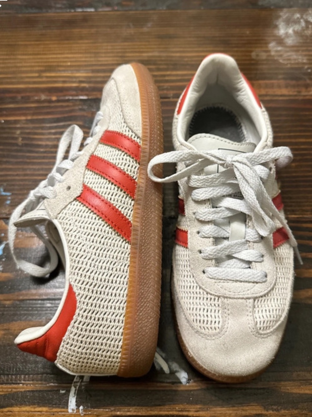 adidas Samba Sneakers in White and Red with Gum Soles